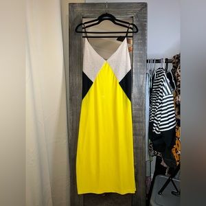 midi Zara dress (black, tan & yellow)